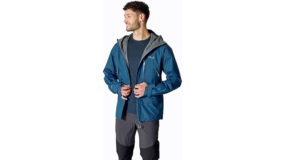 Rab Downpour Mountain Jacket - Mens, Tempest Blue, Medium, QWI-11-TMB-MED