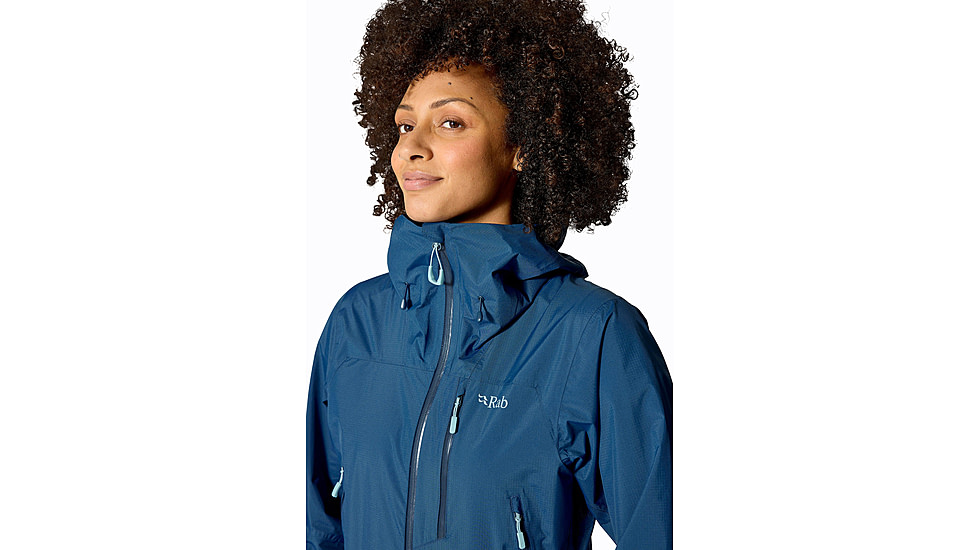 Rab Downpour Mountain Jacket - Womens, Tempest Blue, 14/Large, QWI-12-TMB-14
