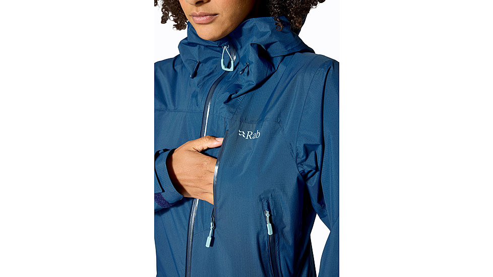 Rab Downpour Mountain Jacket - Womens, Tempest Blue, 14/Large, QWI-12-TMB-14