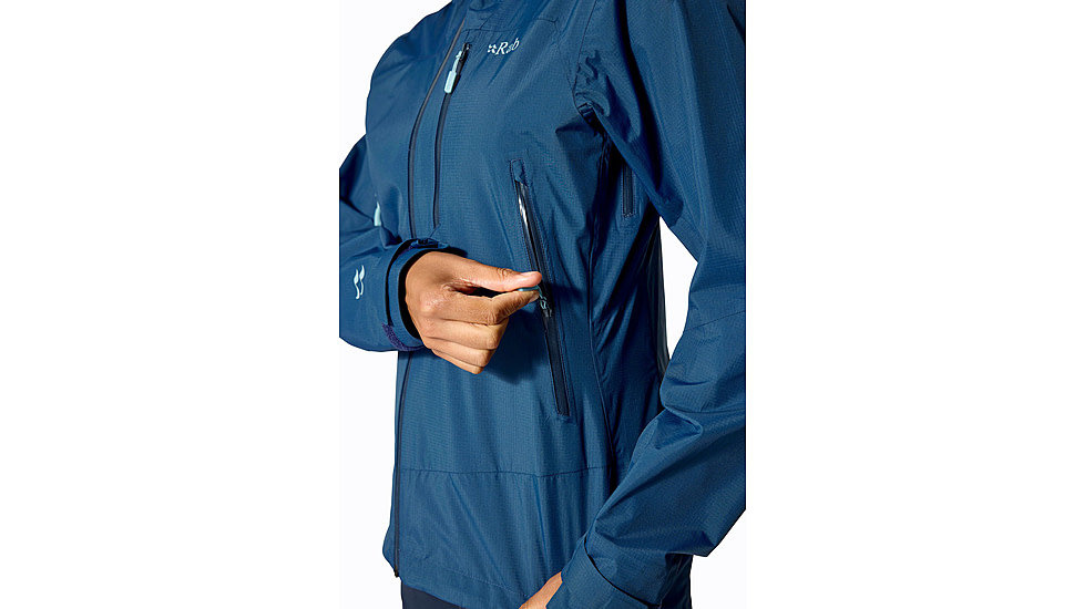 Rab Downpour Mountain Jacket - Womens, Tempest Blue, 14/Large, QWI-12-TMB-14