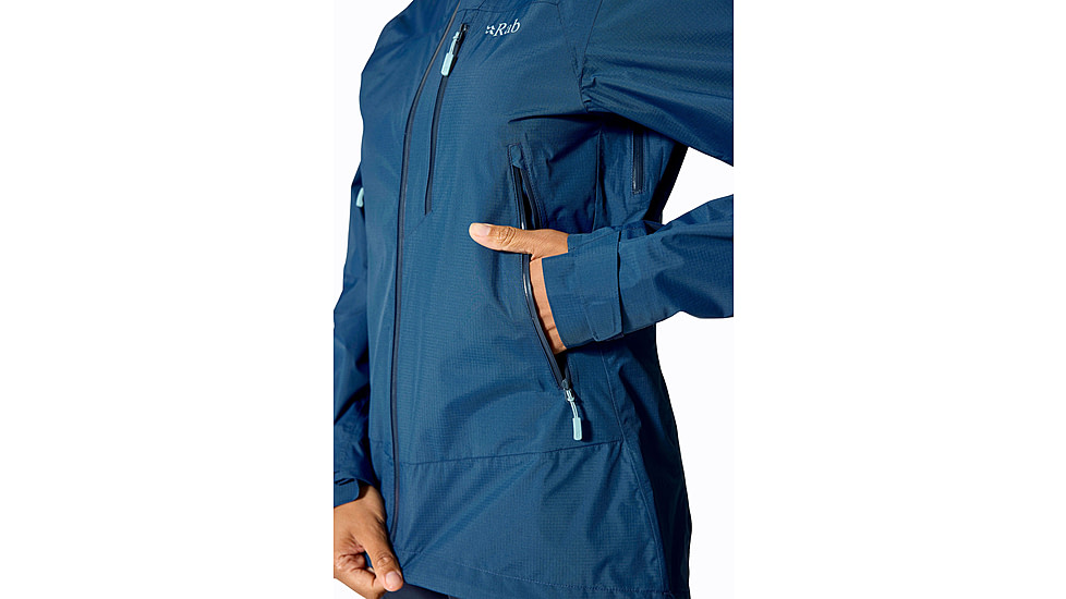 Rab Downpour Mountain Jacket - Womens, Tempest Blue, 14/Large, QWI-12-TMB-14