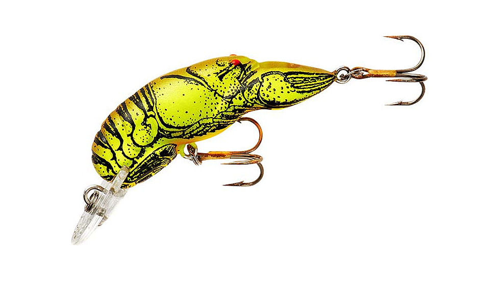 Rebel Lures Rebel Crawfish 1 11/16in, 3/16oz , 4- 6 Cranking Depth, Chartreuse/Brown, F6867
