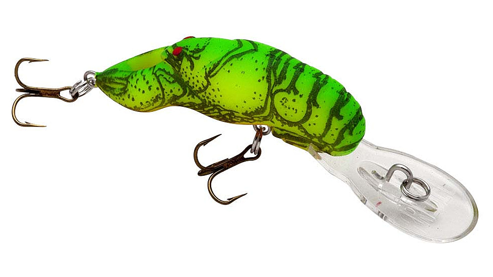 Rebel Lures Rebel Deep Teeny Wee Crawfish Lure, 1 1/2in, 1/9oz, Floating, Chartreuse/Green Back, D7734