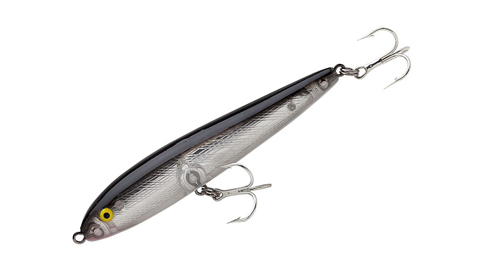 Rebel Lures Rebel Jumpin Minnow Topwater Bait, 4 1/2in, 1/2 oz, Floating, Silver/Black, T2001S