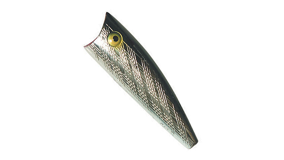 Rebel Lures Rebel P6001 Pop-R Topwater Bait, 2 1/2in, 1/4 oz, Floating, Silver/Black, P6001