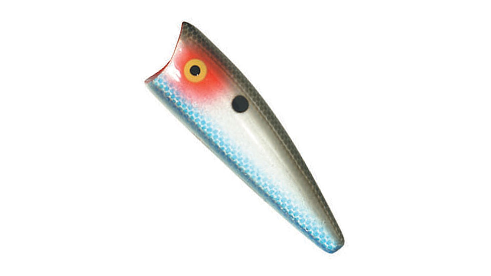Rebel Lures Rebel Pop-R Plus Topwater Bait, 2 1/2in, 1/4 oz, Floating, Silver Shad, P61G256