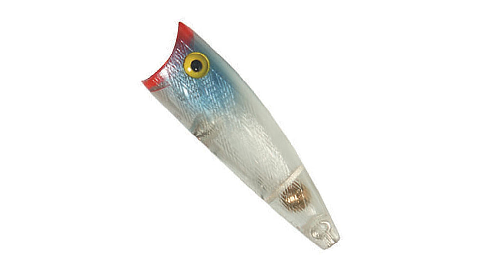 Rebel Lures Rebel Pop-R Topwater Bait, 2 1/2in, 1/4 oz, Floating, Clear/Red Mouth, P6054