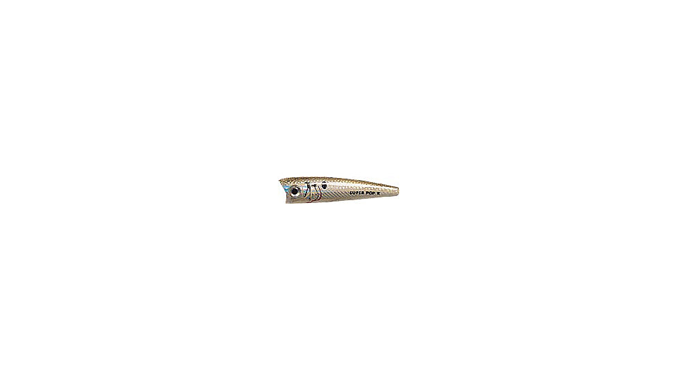Rebel Lures Rebel Super Pop-R Topwater Bait, 3 1/8in, 5/16oz, Floating, Silver Shiner, P66ZSS-R