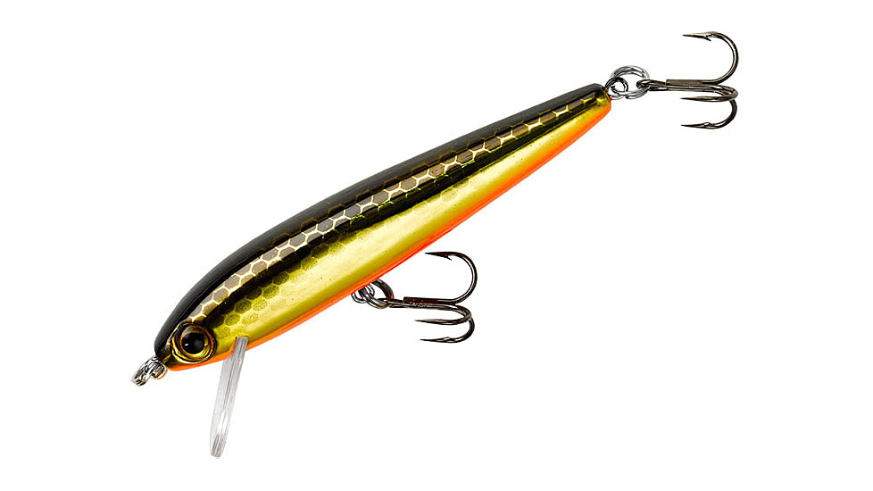 Rebel Lures Rebel Tracdown Minnow 50, Slick Gold Minnow, 2-1/2in 5/32 oz, TD50495