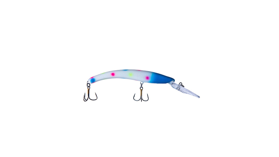 Reef Runner Deep Diver 800 Rattling Minnow, 28ft Diving Depth 6 3/16in, 5/8oz, Floating, Glow Blue Wonderbread, 800152
