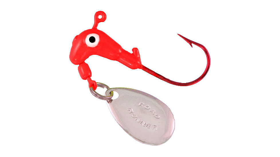 Road Runner Barbed Head 1/8 oz, w/Bleeding Bait Hook Fluorescent Red, 4/Pack, C-153-009