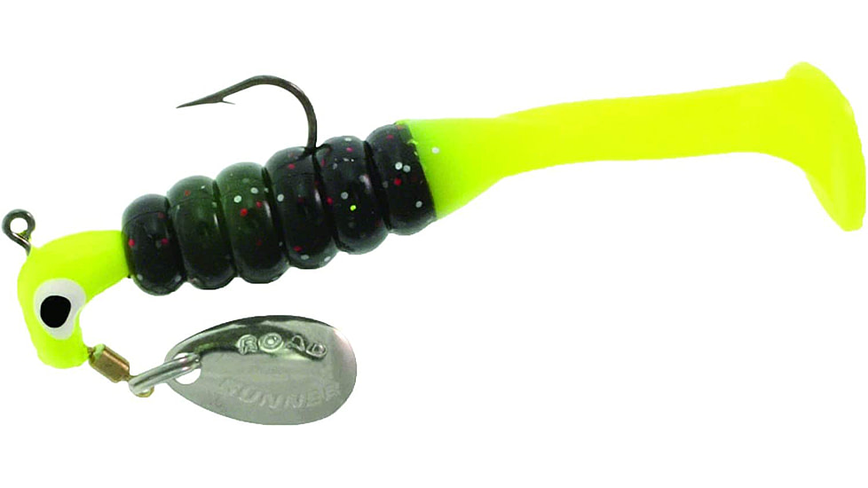 Road Runner Slabalicious Jig w/Spinner, 1 Rig Bait, 1 Body, Chartreuse/Black/Chartreuse, 1/16oz, 702-030