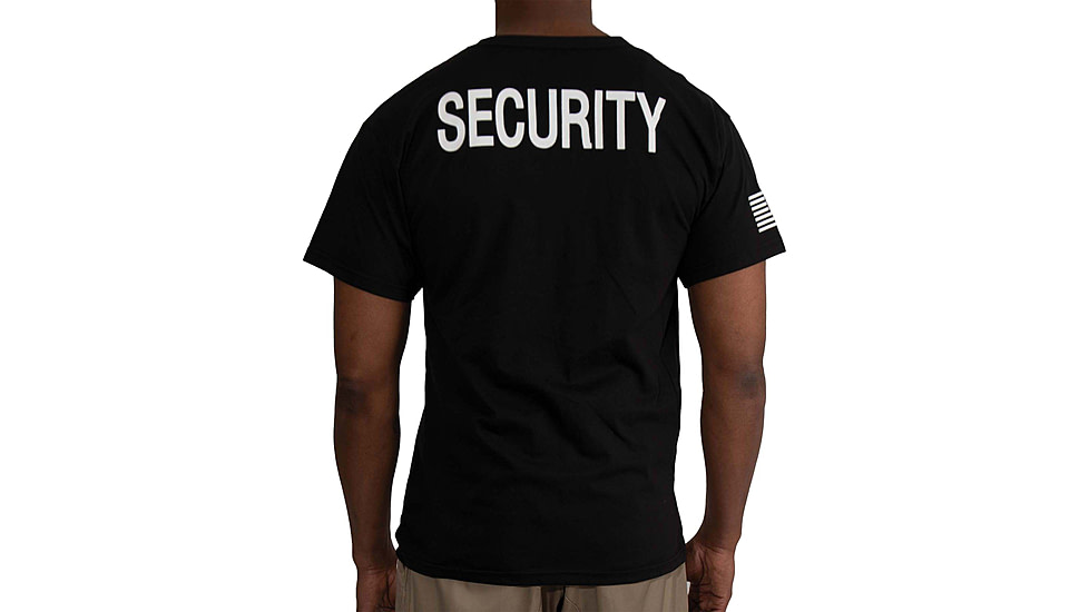 Rothco 2-Sided Security T-Shirt w/US Flag On Sleeve - Mens, Black, Small, 11040-S