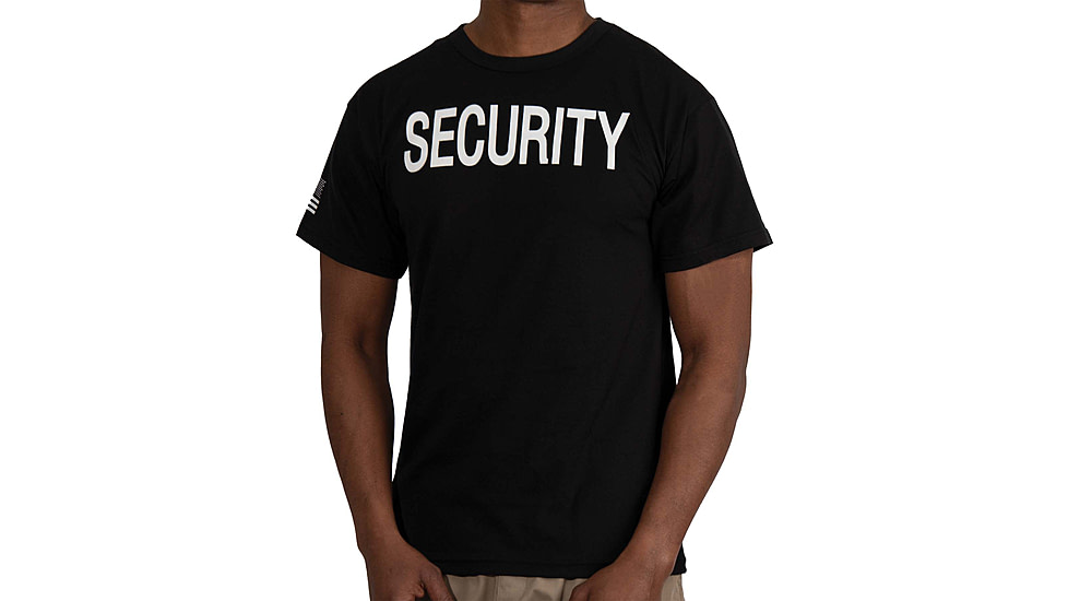 Rothco 2-Sided Security T-Shirt w/US Flag On Sleeve - Mens, Black, Small, 11040-S