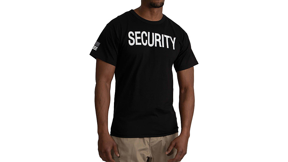 Rothco 2-Sided Security T-Shirt w/US Flag On Sleeve - Mens, Black, Small, 11040-S