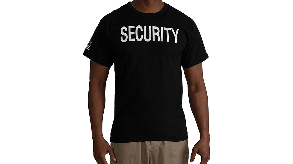 Rothco 2-Sided Security T-Shirt w/US Flag On Sleeve - Mens, Black, Small, 11040-S