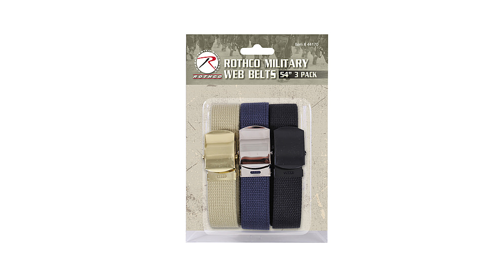 Rothco 54 Inch Military Web Belts in 3 Pack, 44170