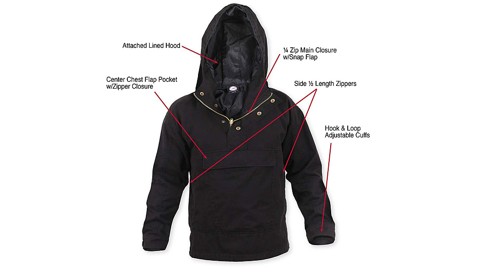 Rothco Anorak Parka, Black, XL, 3857-Black-XL