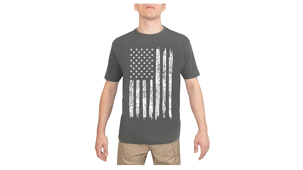 Rothco Distressed US Flag Athletic Fit T-Shirt, Charcoal Grey, Extra Large, 29011-CharcoalGrey-XL