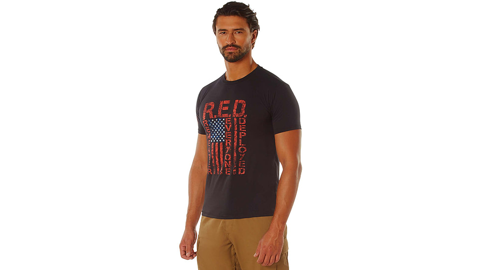 Rothco Athletic Fit R.E.D. Remember Everyone Deployed T-Shirt, Black, Medium, 1847-Black-M