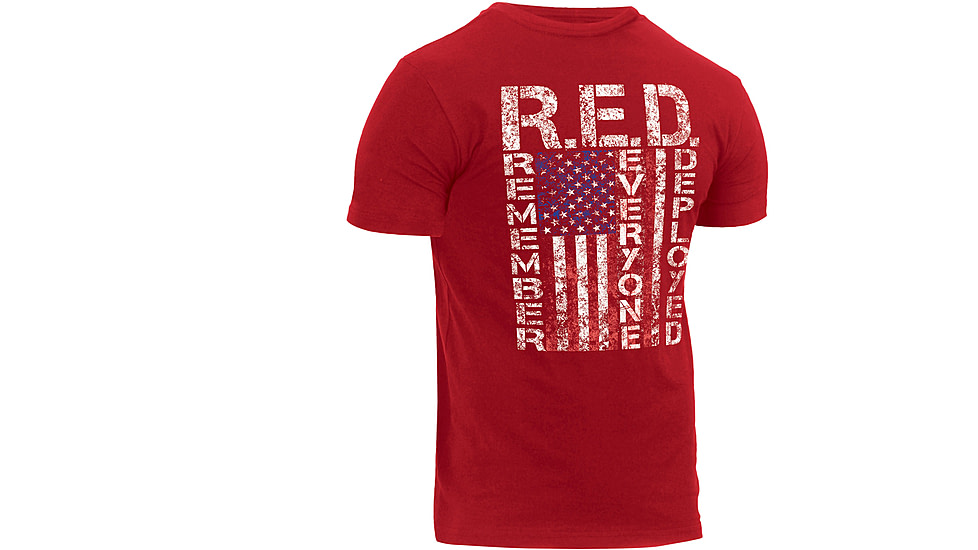 Rothco Athletic Fit R.E.D. / Remember Everyone Deployed T-Shirt, Mens, Red, Small, 1182-823