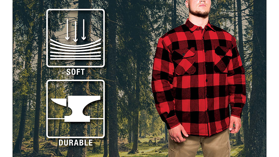 Rothco Buffalo Plaid Quilted Lined Jacket - Mens, Red, Small, 10146-S