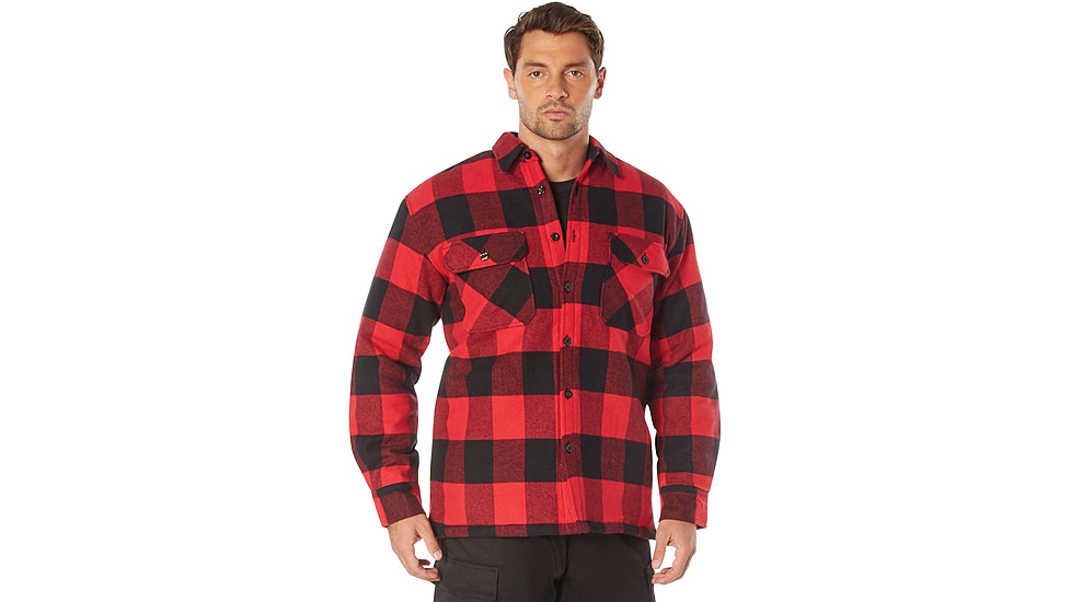 Rothco Buffalo Plaid Quilted Lined Jacket - Mens, Red, Small, 10146-S