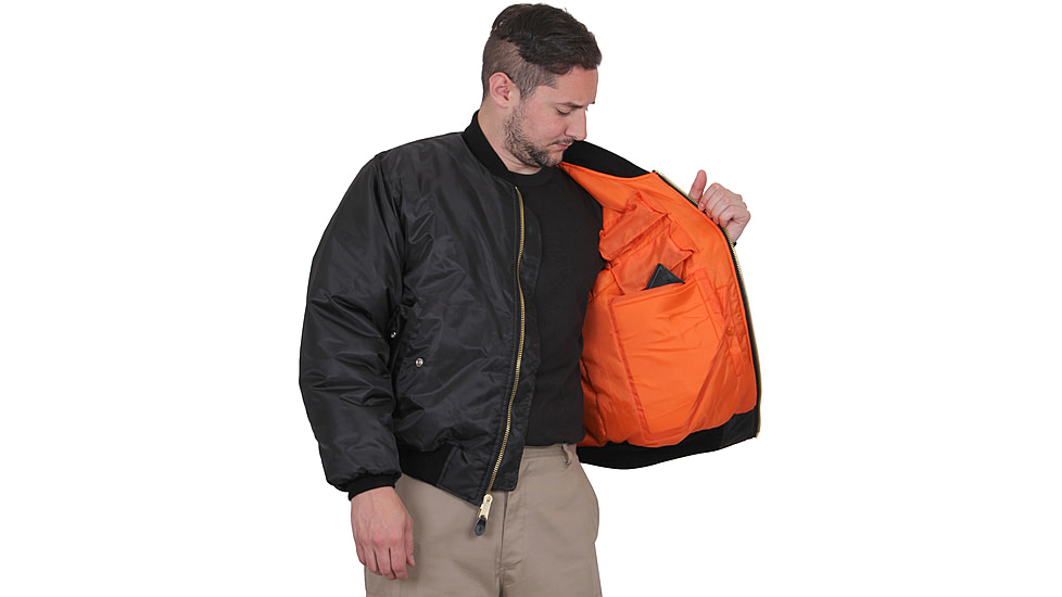 Rothco Concealed Carry MA-1 Flight Jacket, Black, Small, 77350-Black-S