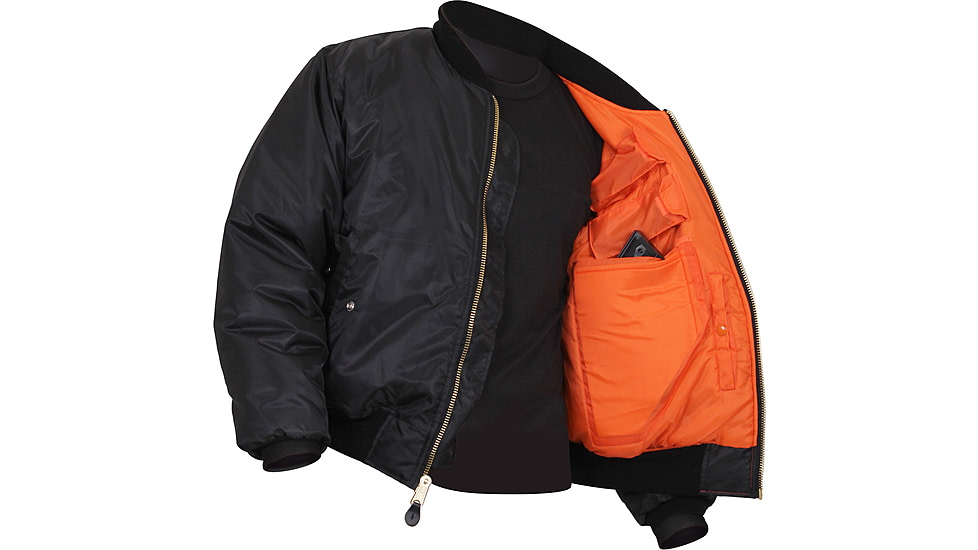Rothco Concealed Carry MA-1 Flight Jacket, Black, Small, 77350-Black-S