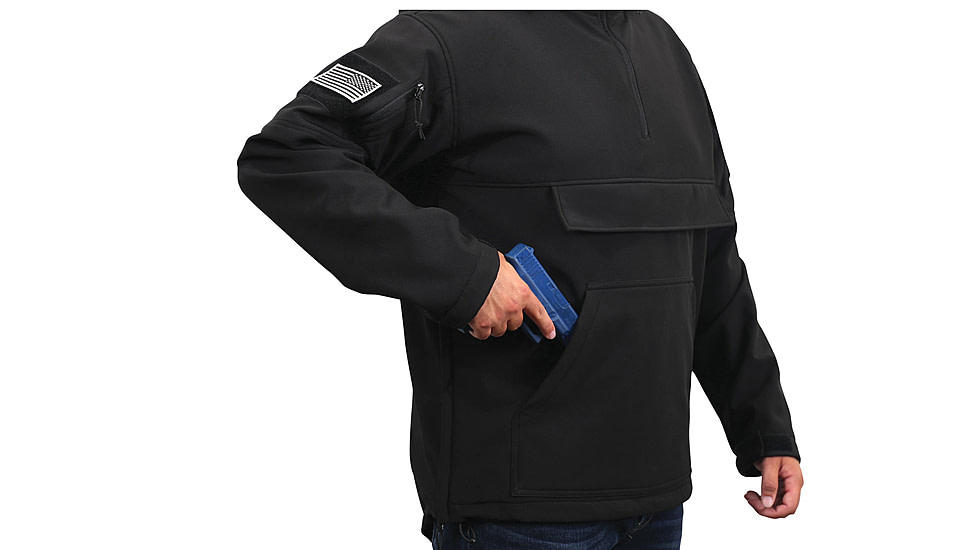 Rothco Concealed Carry Soft Shell Anorak, Mens, Black, 3XL, 3842