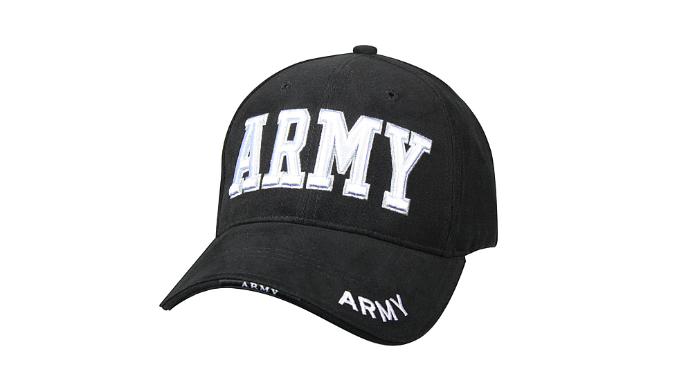Rothco Deluxe Army Embroidered Low Profile Insignia Cap, Black, 9385-Black
