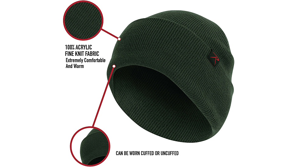 Rothco Deluxe Fine Knit Watch Cap, One Size, Hunter Green, 57834-HunterGreen-OneSize