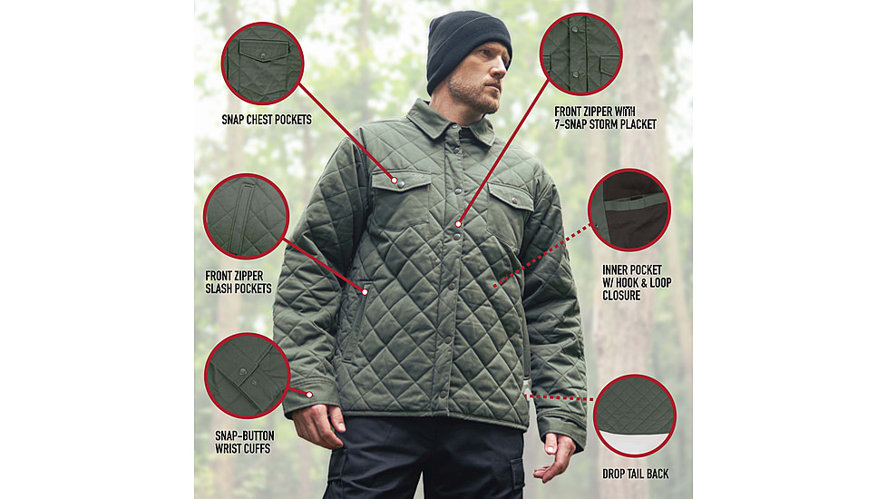 Rothco Diamond Quilted Cotton Jacket, Olive Drab, XL, 42005-OliveDrab-XL