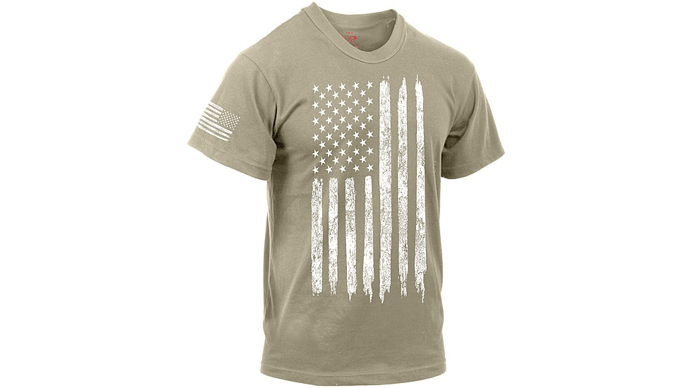 Rothco Distressed US Flag Athletic Fit T-Shirt, Desert Sand, Medium, 10870-DesertSand-M
