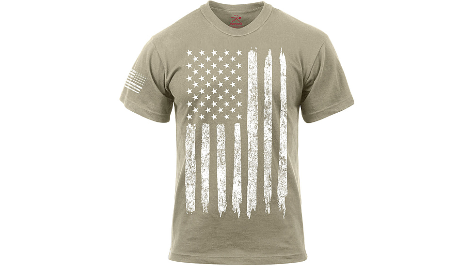 Rothco Distressed US Flag Athletic Fit T-Shirt, Desert Sand, Medium, 10870-DesertSand-M