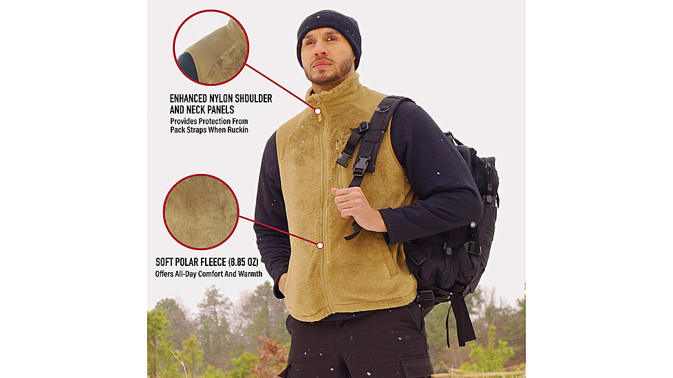 Rothco E.C.W.C.S. Fleece Vest, Coyote Brown, Medium, 613902039896