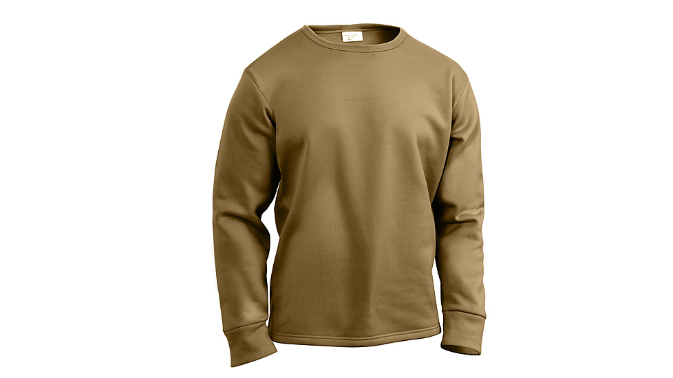 Rothco ECWCS Poly Crew Neck Top, AR 670-1 Coyote Brown, M, 3851-AR670-1CoyoteBrown-M