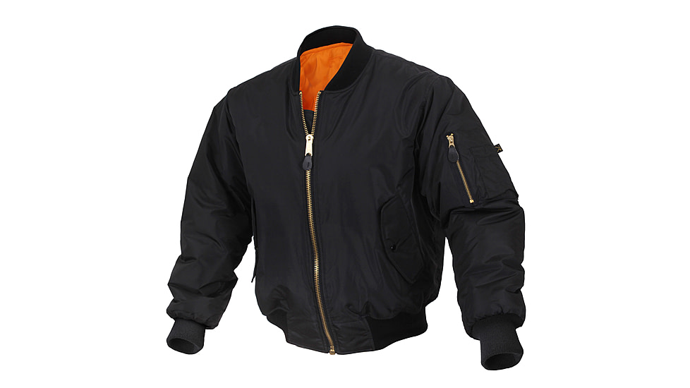 Rothco Enhanced Nylon MA-1 Flight Jacket, Black, XL, 2890-Black-XL