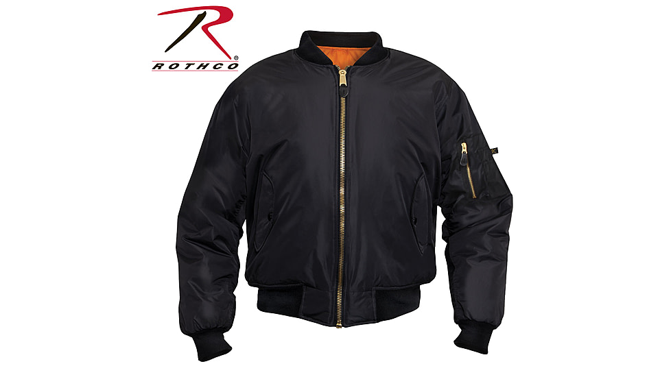 Rothco Enhanced Nylon MA-1 Flight Jacket, Black, 4XL, 2893-Black-4XL
