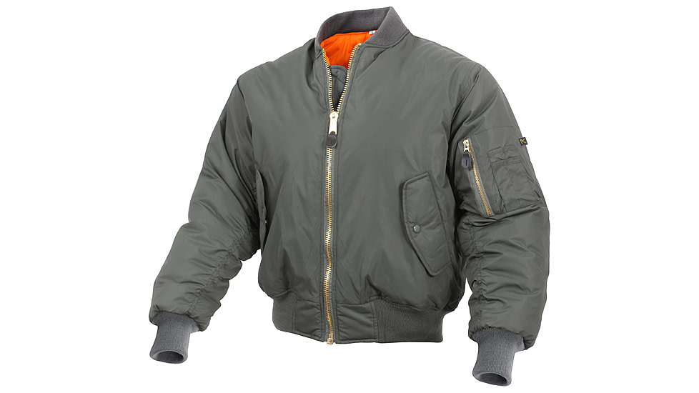 Rothco Enhanced Nylon MA-1 Flight Jacket, Small, Gunmetal Grey, 72890-GunmetalGrey-S