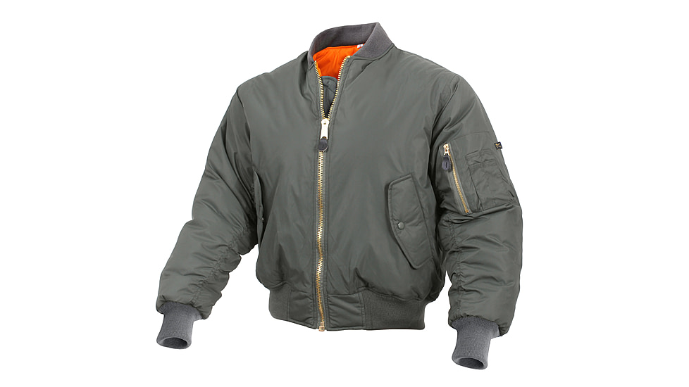 Rothco Enhanced Nylon MA-1 Flight Jacket, Sage Green, Extra Small, 2860-SageGreen-XS