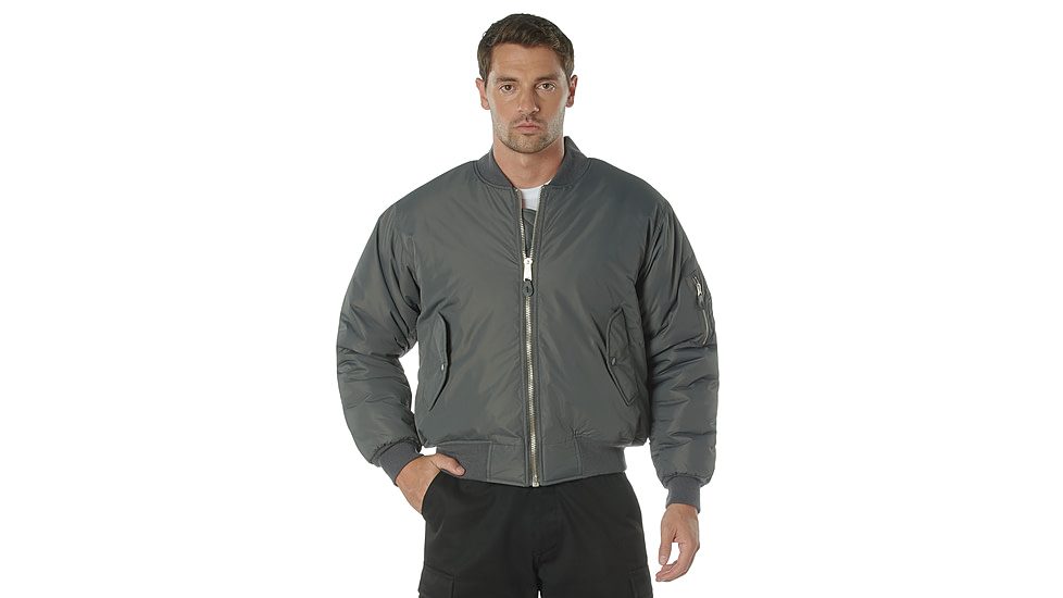 Rothco Enhanced Nylon MA-1 Flight Jacket - Mens, Gunmetal Grey, Small, 72890-GunmetalGrey-S