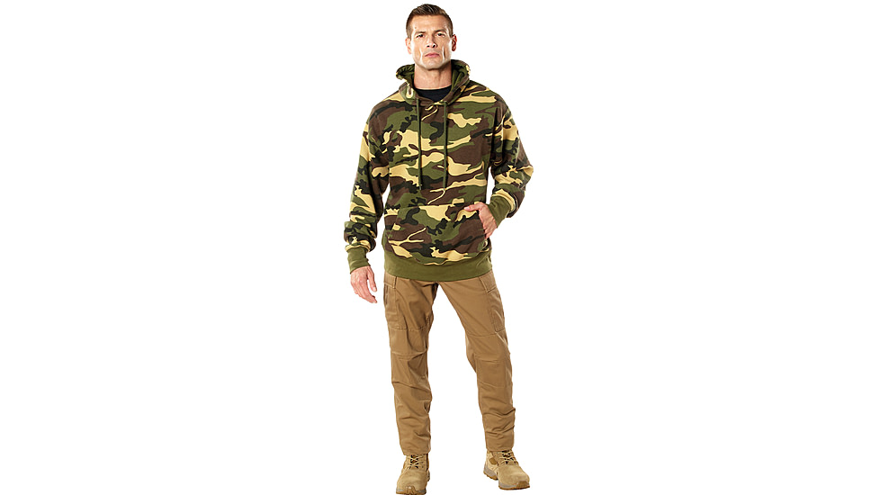 Rothco Every Day Pullover Hooded Sweatshirt, Woodland Camo, Medium, 42075-M