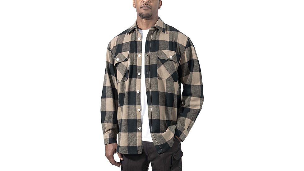 Rothco Extra Heavyweight Buffalo Plaid Flannel Shirt - Mens, Coyote Brown Plaid, Extra Large, 47380-CoyoteBrownPlaid-XL
