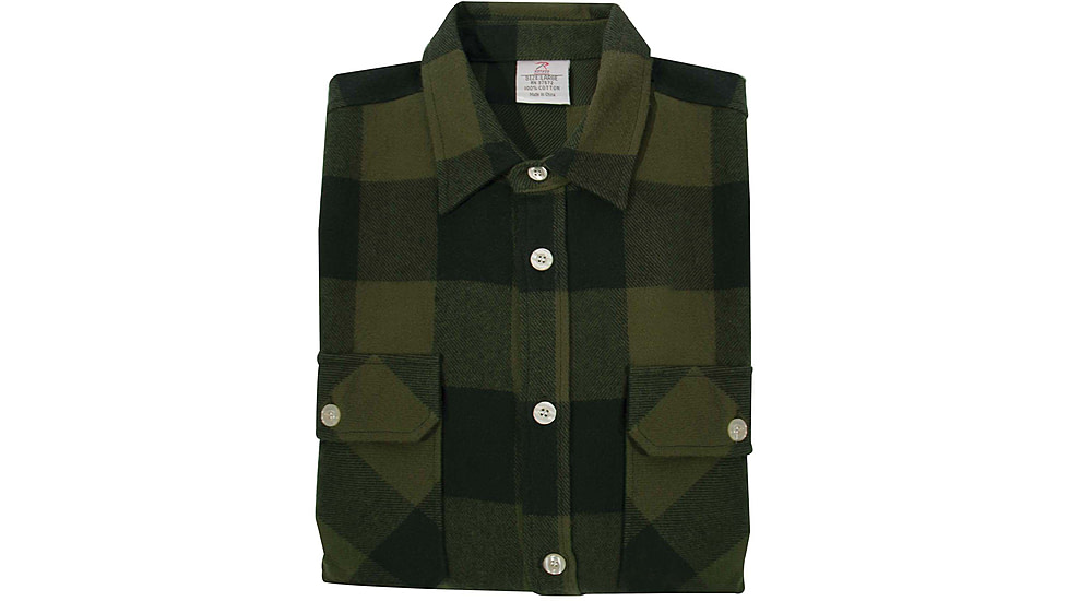 Rothco Extra Heavyweight Buffalo Plaid Flannel Shirt - Mens, Olive Drab Plaid, Extra Large, 47385-OliveDrabPlaid-XL