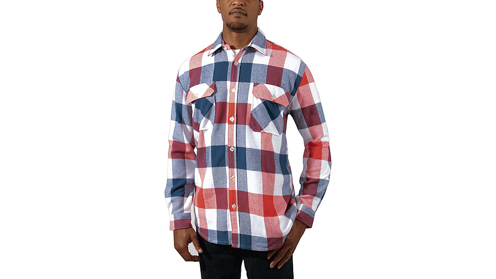 Rothco Extra Heavyweight Buffalo Plaid Flannel Shirt - Mens, Red/White/Blue Plaid, Large, 47390-RedWhiteBluePlaid-L