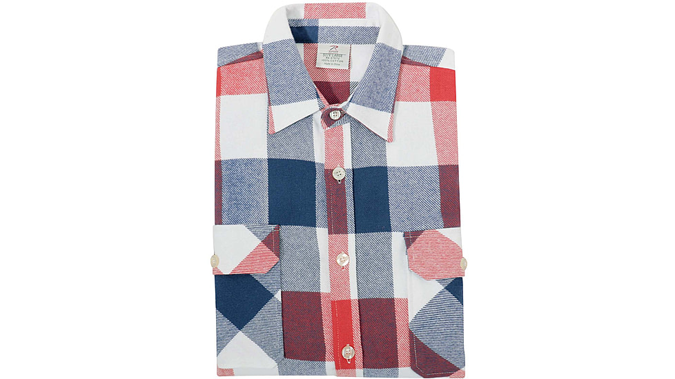 Rothco Extra Heavyweight Buffalo Plaid Flannel Shirt - Mens, Red/White/Blue Plaid, Large, 47390-RedWhiteBluePlaid-L