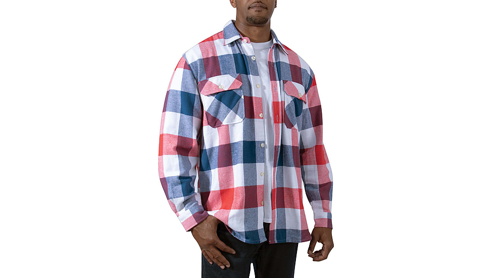 Rothco Extra Heavyweight Buffalo Plaid Flannel Shirt - Mens, Red/White/Blue Plaid, Large, 47390-RedWhiteBluePlaid-L