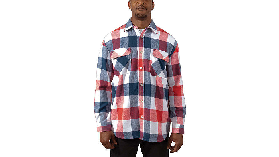 Rothco Extra Heavyweight Buffalo Plaid Flannel Shirt - Mens, Red/White/Blue Plaid, Large, 47390-RedWhiteBluePlaid-L