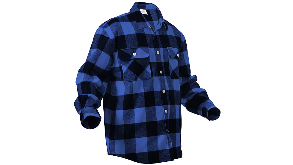 Rothco Extra Heavyweight Buffalo Plaid Flannel Shirts, Blue Plaid, Small, 4739-BluePlaid-S